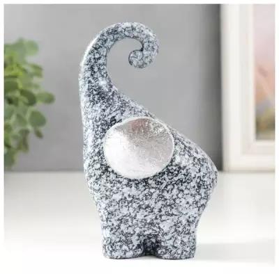 Сувенир полистоун "Каменный слонёнок с серебристыми ушами" 8х9,5х13 см