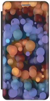 Чехол-книжка на Xiaomi Redmi Note 12, Сяоми Редми Ноут 12 c принтом "Сиренево-оранжевые шарики" черный