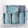 Доляна Набор аксессуаров для ванной комнаты Доляна «Волны», 4 предмета (дозатор 400 мл, мыльница, 2 стакана), цвет голубой