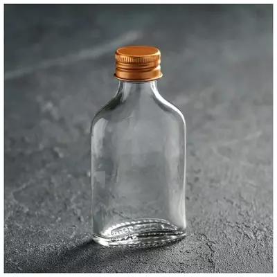 Бутыль стеклянная для соусов и масла с металлической крышкой «Феб», 50 мл, 5×2,5×10,5 см