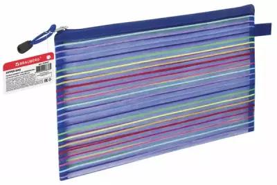 Папка-конверт на молнии формат B5+ (310х220 мм), сетчатая ткань, BRAUBERG "Stripes", 224047, 1 шт
