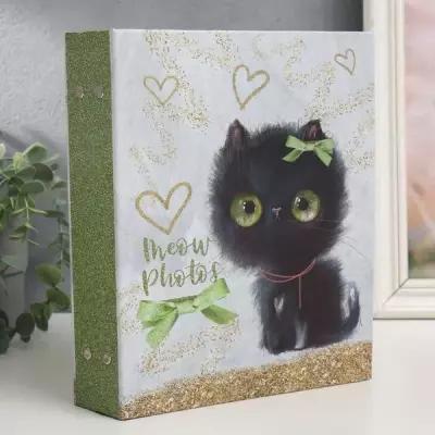 Фотоальбом на 200 фото 10х15 см, пластик. листы "sweet kittens" Чёрный котёнок