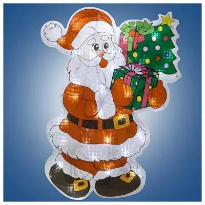 н.г.эл.гирл.-панно блестящ.Дед Мороз с ёлкой 0.46х 0.35м, 30л.LED,бел.кабель 1.5м до розетки