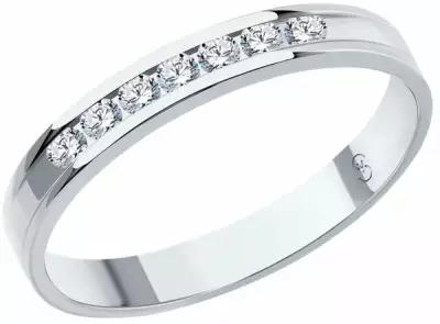 Обручальное кольцо SOKOLOV из белого золота с бриллиантами, comfort fit 1112301-01, размер 19.5