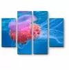 Модульная картина Розовая медуза под водой 200x150