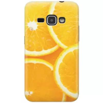 Ультратонкий силиконовый чехол-накладка для Samsung Galaxy J1 (2016) с принтом "Апельсины"