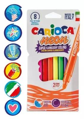 Фломастеры 8 цветов Carioca "Neon" неоновая палитра, смываемые, картон, европодвес