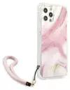 Чехол CG Mobile Guess PC/TPU Marble Hard + Nylon hand cord для iPhone 12 Pro Max, цвет Розовый (GUHCP12LKSMAPI)