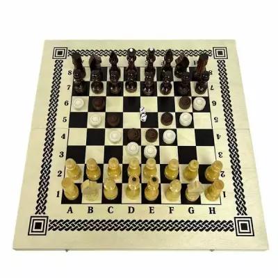 Шахматы + шашки + нарды "Орлов" 3 в 1 (дерево, 40x20x3,4 см) Россия