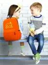 Школьный оранжевый рюкзак с желтым ТТР принтом собачка - 530