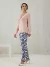 Пижама Relax Mode, брюки, лонгслив, укороченный рукав, размер 52, голубой, розовый