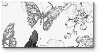 Модульная картина А бабочкам снятся цветы. 90x45