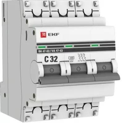 EKF PROxima ВА 47-63 Автоматический выключатель (С) 3P 32А 4,5kA mcb4763-3-32C-pro (50 шт.)