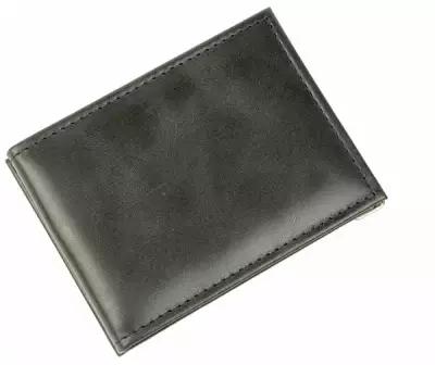 Зажим для купюр, из натуральной кожи, бумагодержатель, компактный кошелек, зажим для денег черный зк303-254
