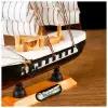 Корабль сувенирный малый Трёхмачтовый, борта чёрные с белой полосой, паруса белые, 20 x 5 x 19 см