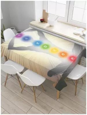Скатерть прямоугольная JoyArty на кухонный стол "Поза йога" из оксфорда, 180x145 см