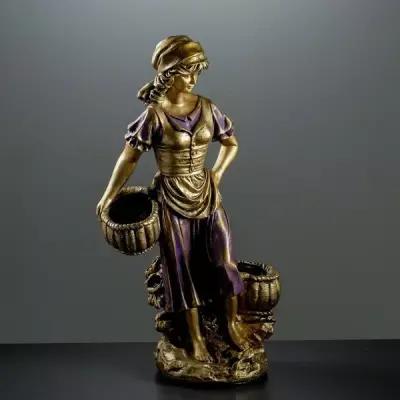 Хорошие сувениры Фигурное кашпо "Девушка с двумя корзинами" бронза, цвет микс 90см