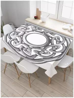 Скатерть прямоугольная JoyArty "Металлический плетеный круг" из сатена, 120x145 см