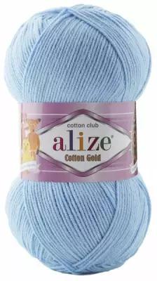 Пряжа Alize Cotton Gold (Ализе Коттон Голд) - 3 мотка 728 нежно-голубой 55% хлопок, 45% акрил 330м/100г