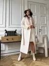 Пальто демисезонное, шерсть, оверсайз, удлиненное, размер 46, белый