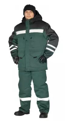 Костюм зимний "ЗИМНИК" куртка/брюки, цвет: т. зеленый/черный, 56-58, 170-176