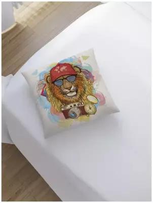 Наволочка декоративная "Стильный лев" на молнии, 45x45 см