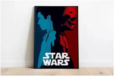 Плакат "Звёздные войны" / Формат А2 (40х60 см) / Постер для интерьера (в черной рамке)