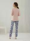 Пижама Relax Mode, брюки, лонгслив, укороченный рукав, размер 52, голубой, розовый