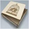 Подарочная коробка с гравировкой из дерева с крышкой KM размер 16,5x16,5 см Птицы попугаи, птицы, клетка, в клетке - 80