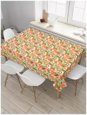 Скатерть прямоугольная JoyArty на кухонный стол "Сочные мандарины" из оксфорда, 180x145 см
