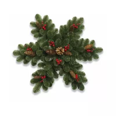Новогоднее подвесное украшение для интерьера / Декоративная снежинка из искусственных веток ели Ингрид с шишками и ягодами от Gerard de ros