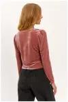 Бархатная блузка с драпировкой Sela 08120102170 Розовый XS