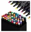 Фломастеры (маркеры) для скетчинга 60 штук (цветов) (набор профессиональных двухсторонних скетч маркеров в чехле)