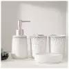 Набор аксессуаров для ванной комнаты «Брызги», 4 предмета (дозатор 300 мл, мыльница, 2 стакана), цвет белый