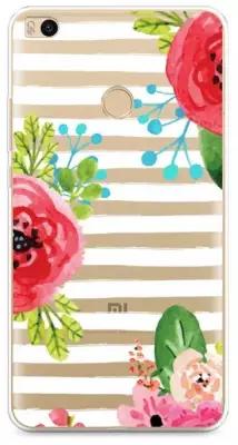 Силиконовый чехол "Цветы на полосках 2" на Xiaomi Mi Max 2 / Сяоми Ми Макс 2