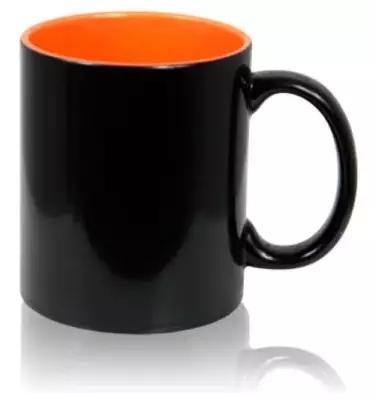 Кружка керамика хамелеон черная внутри оранжевая стандарт 330мл