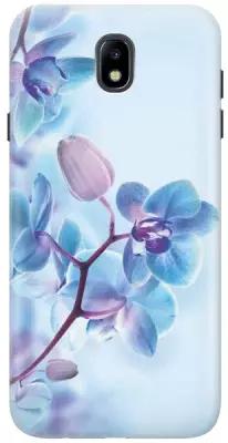 GOSSO Ультратонкий силиконовый чехол-накладка для Samsung Galaxy J7 (2017) с принтом "Синий цветок на синем"