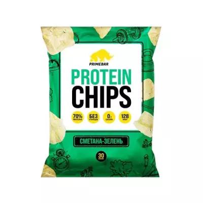 Протеиновые чипсы PRIME KRAFT со вкусом "Сметана-зелень", 30г