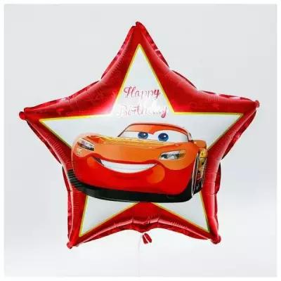 Disney Фольгированный шар «Happy birthday!», Тачки, на палочке 19"