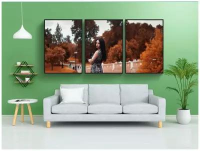 Набор модулных постеров для интерьера "Фотосессия, осенью, позы" 60x90 см. в тубусе, без рамки