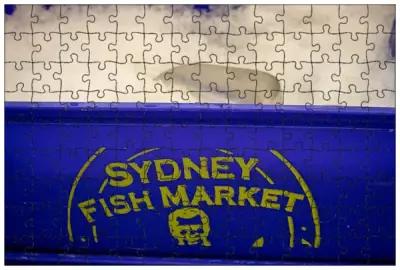 Магнитный пазл 27x18см."Сидней, рыбный рынок, лед" на холодильник