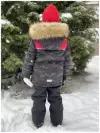 Комплект с полукомбинезоном Lapland зимний, светоотражающие элементы, мембранный, водонепроницаемый, защита от попадания снега, подкладка, отделка мехом, капюшон, карманы, манжеты, утепленный, размер 116, красный, черный