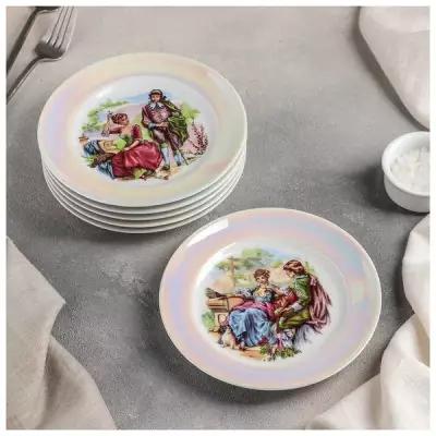 Набор тарелок фарфоровых «Мадонна», d=17 см, 6 шт, цвет микс