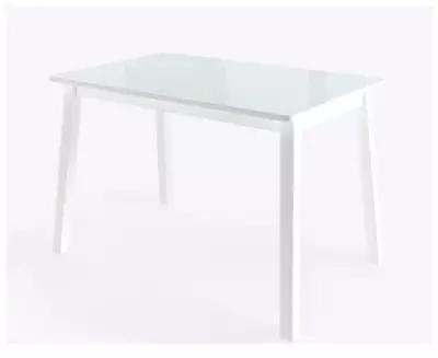 Тирк стол раздвижной со стеклом 110(140)х70, Белый/Белый