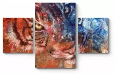 Модульная картина Тигр маслом на холсте 110x72