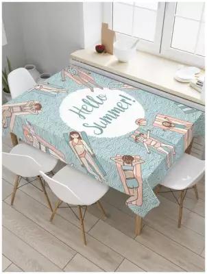 Скатерть прямоугольная JoyArty на кухонный стол "Девочки на пляже" из оксфорда, 120x145 см