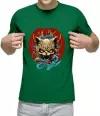 Мужская футболка «Злой кот» (XL, серый меланж)