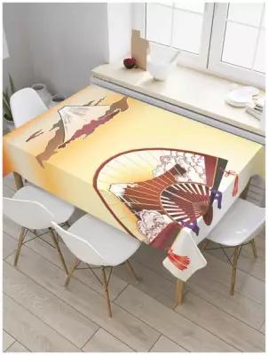 Скатерть прямоугольная JoyArty на кухонный стол "Фудзияма на японском веере" из оксфорда, 120x145 см