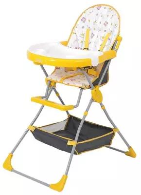 Стульчик для кормления Selby 252 желтый (моющийся материал, широкая спинка, подставка для ножек корзина для игрушек) для детей весом не более 15 кг