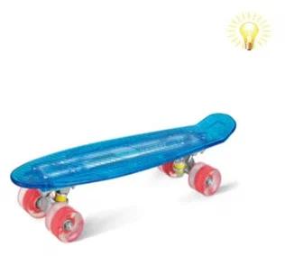 Скейтборд пластик 22*6", шасси Al, колёса PU 60*45мм свет, подсветка деки, синий арт. XJ-5